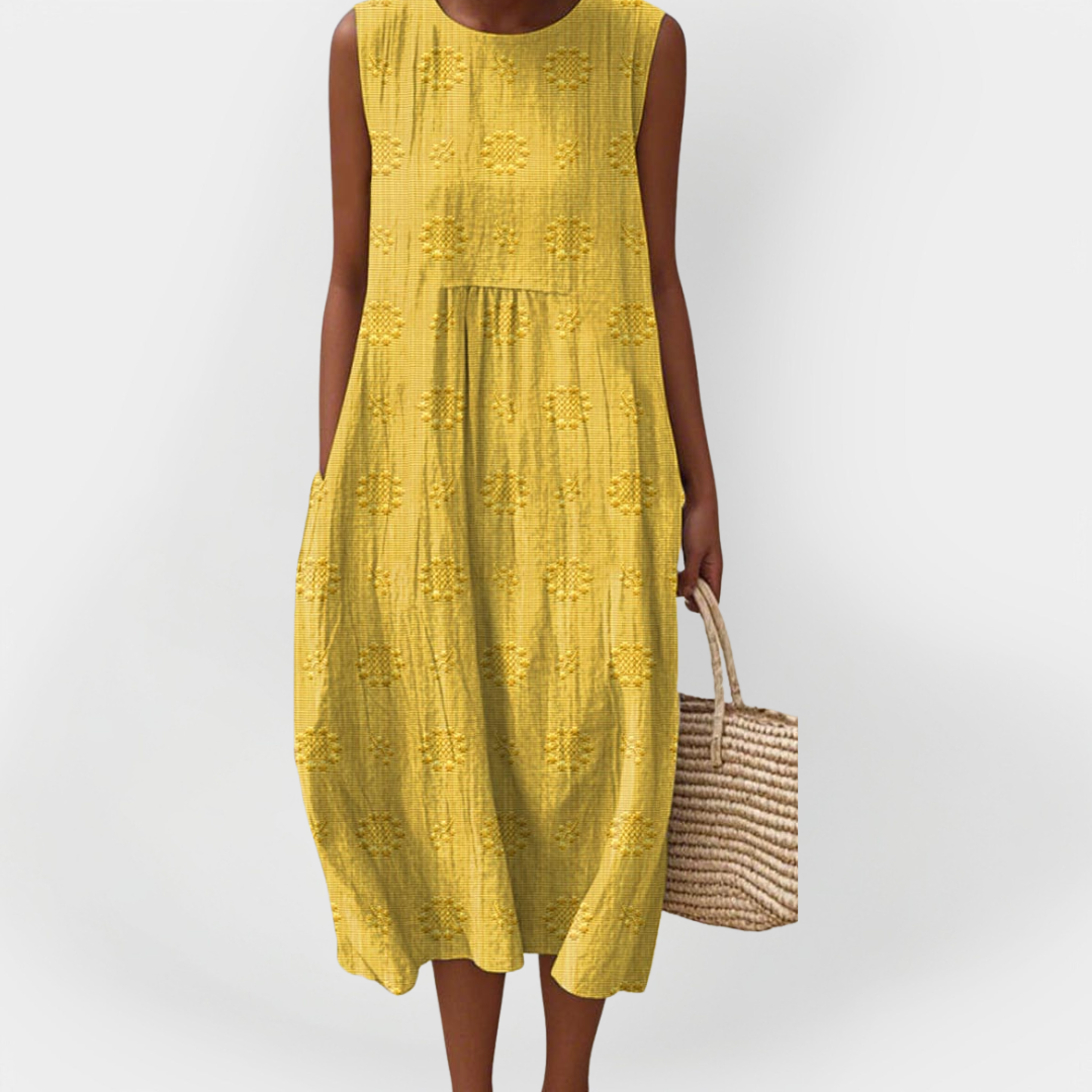 Aoibhinn – Elegant Sleeveless Cotton Dress with Pockets