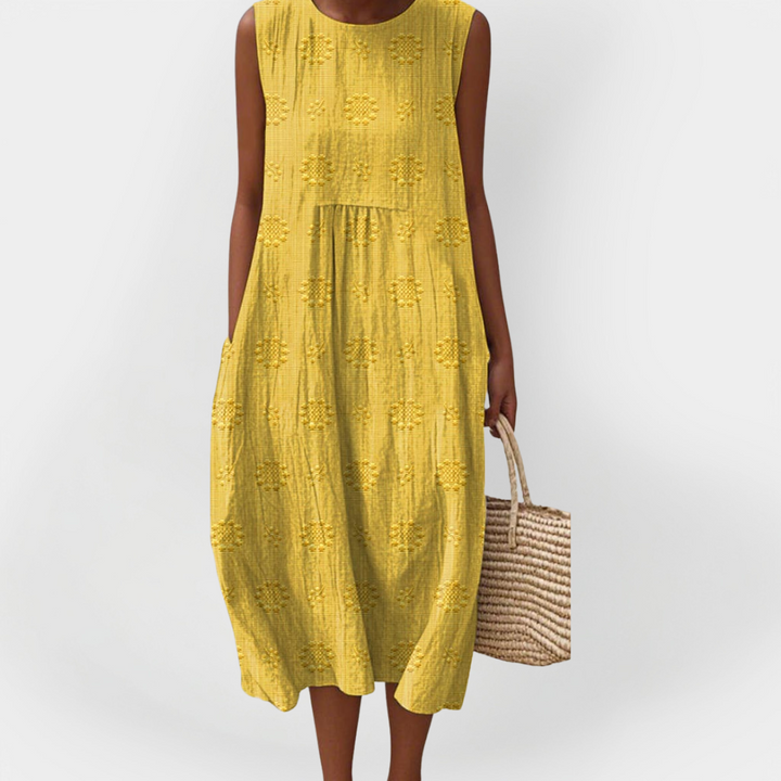 Aoibhinn – Elegant Sleeveless Cotton Dress with Pockets