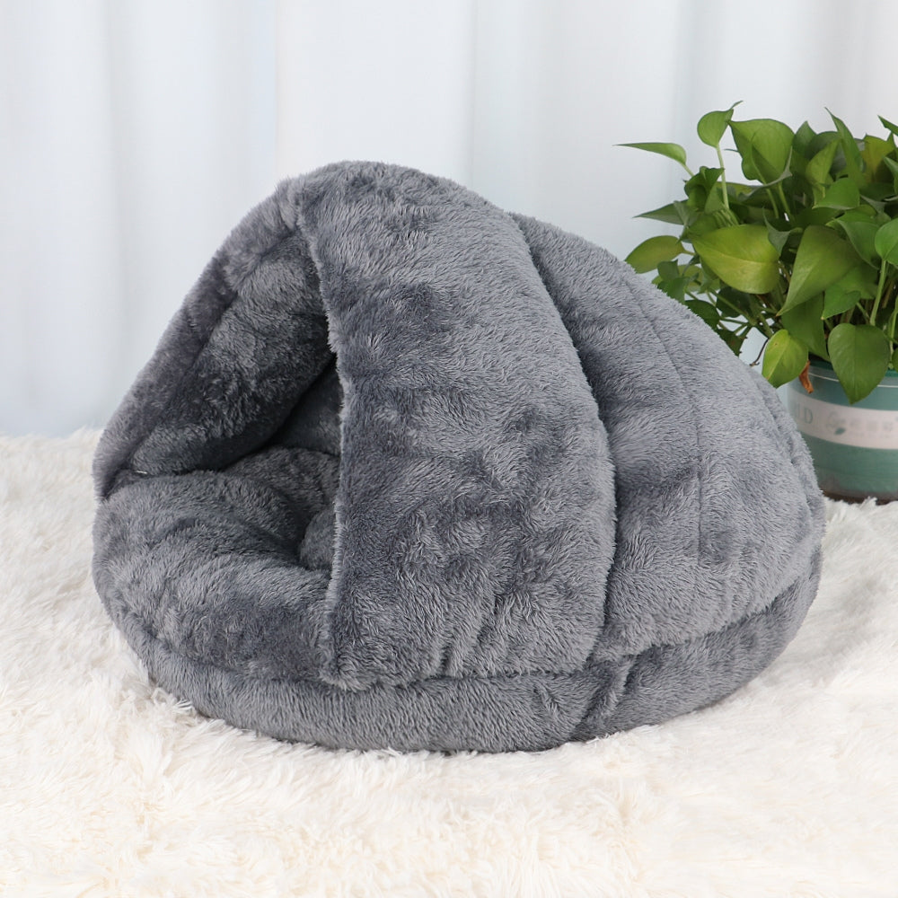 Warm Plush Cave Bed for Cats and Small Dogs