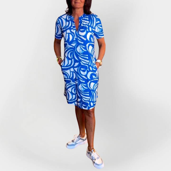 Ciara – Midi Dress with Pattern and Short Sleeves