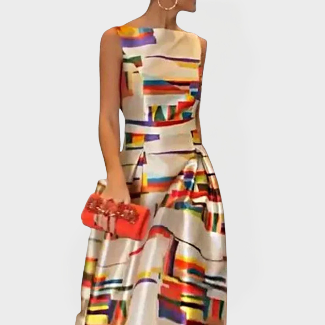 Aisling – Long Dress with Geometric Pattern