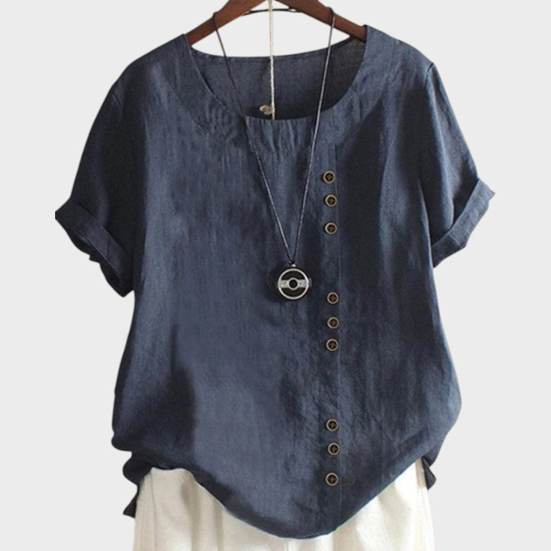 Mirna – Short Blouse with Retro Details