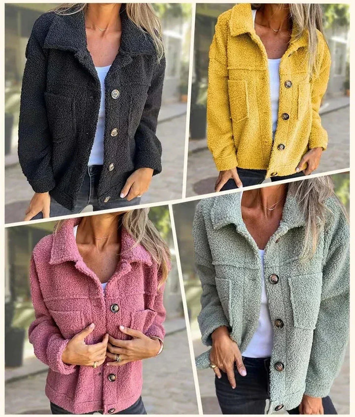 Róisín – Warm Teddy Jacket with Buttons