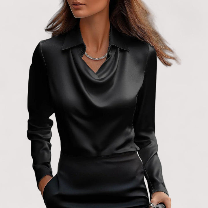 Charlotte – Elegant Satin Blouse with V-Neck