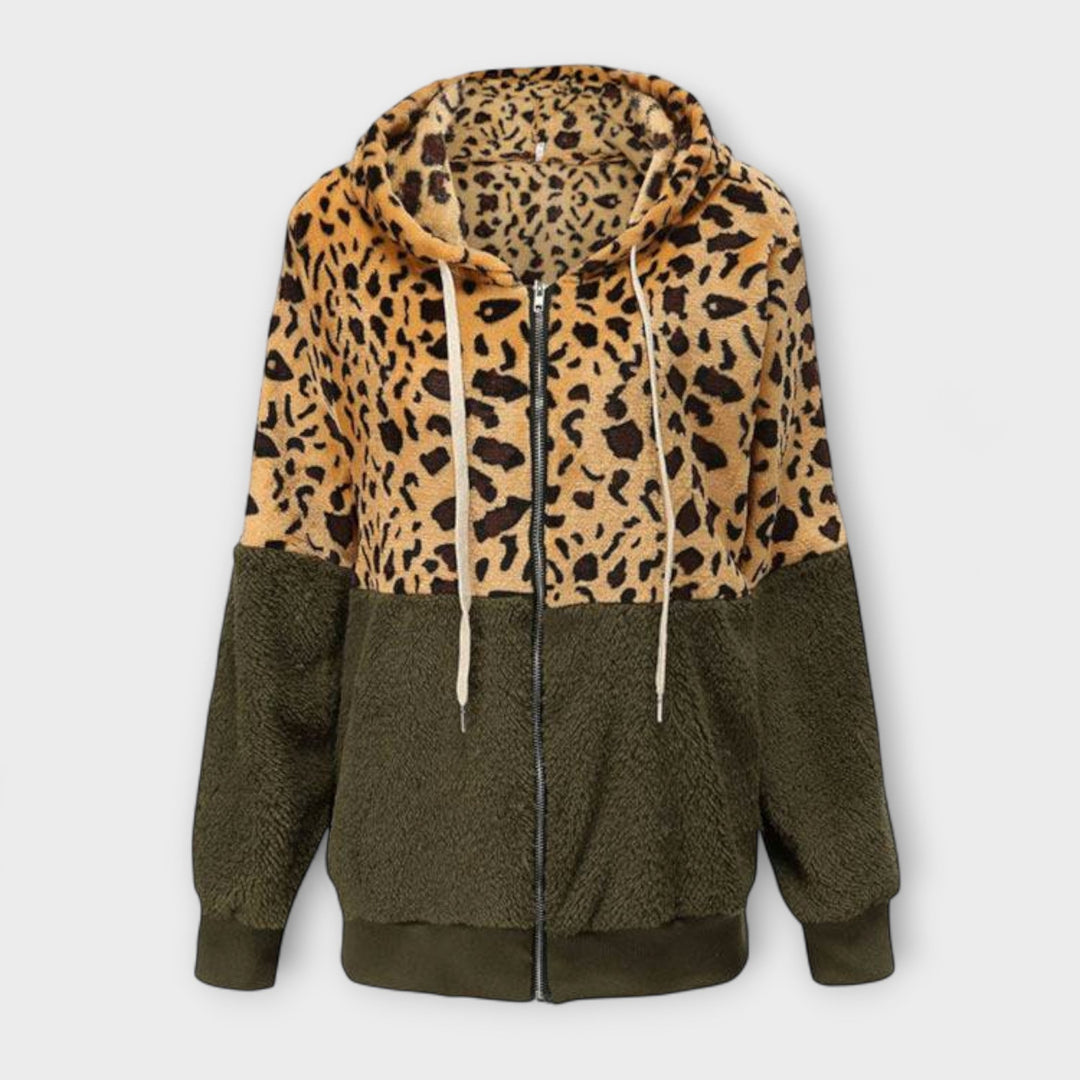 Sadhbh – Leopard-Print Fleece Hoodie