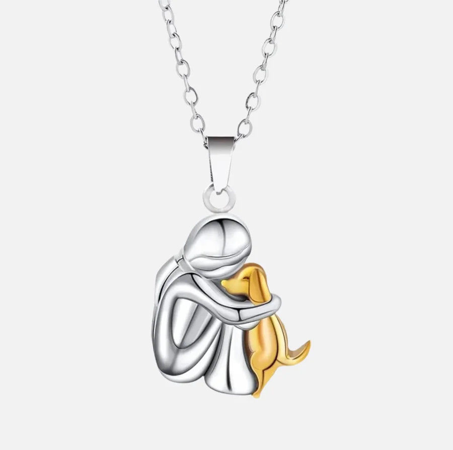 Woman and Dog Love Necklace