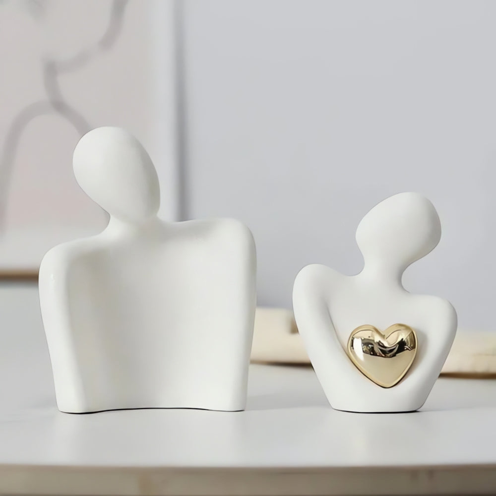 Loving Couple Figurine with Gold Heart