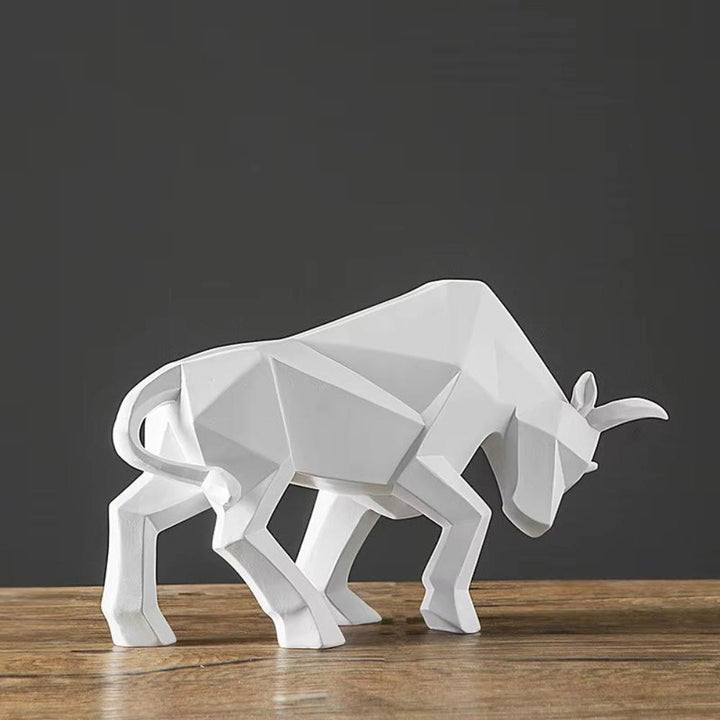 White Geometric Bull Figurine