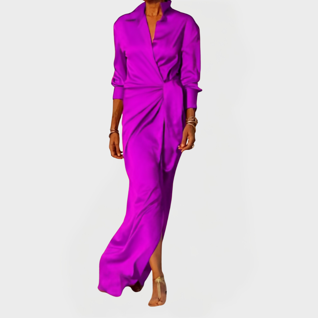 Sadhbh – Elegant Satin Evening Dress with Bow