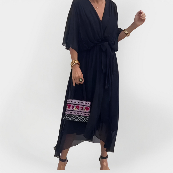 Sinéad – Silk Dress with V-Neck