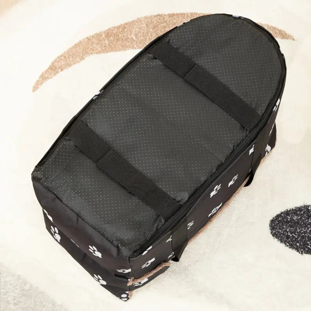Travel Car Seat for Dogs with Paw Print and Safety Strap