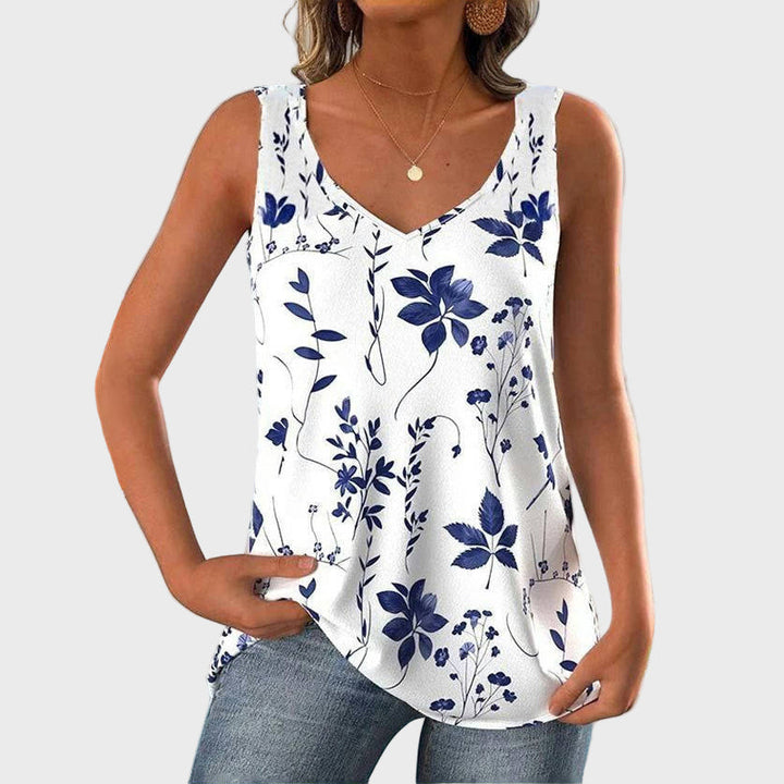 Aoife – Sleeveless Top with Floral Pattern