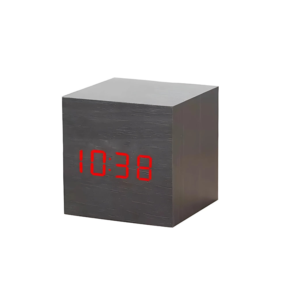 Wooden LED Alarm Clock – Cube
