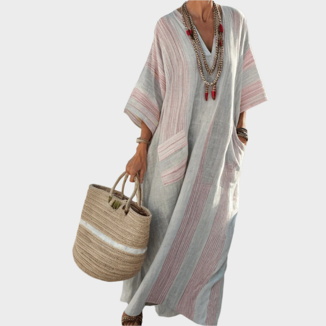 Órla – Kaftan with Stripes and Oversized Pockets