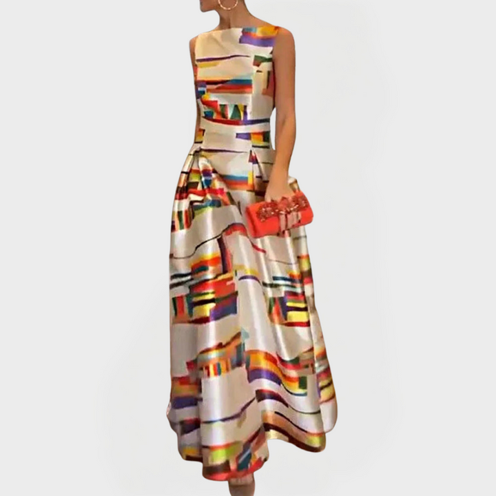 Aisling – Long Dress with Geometric Pattern