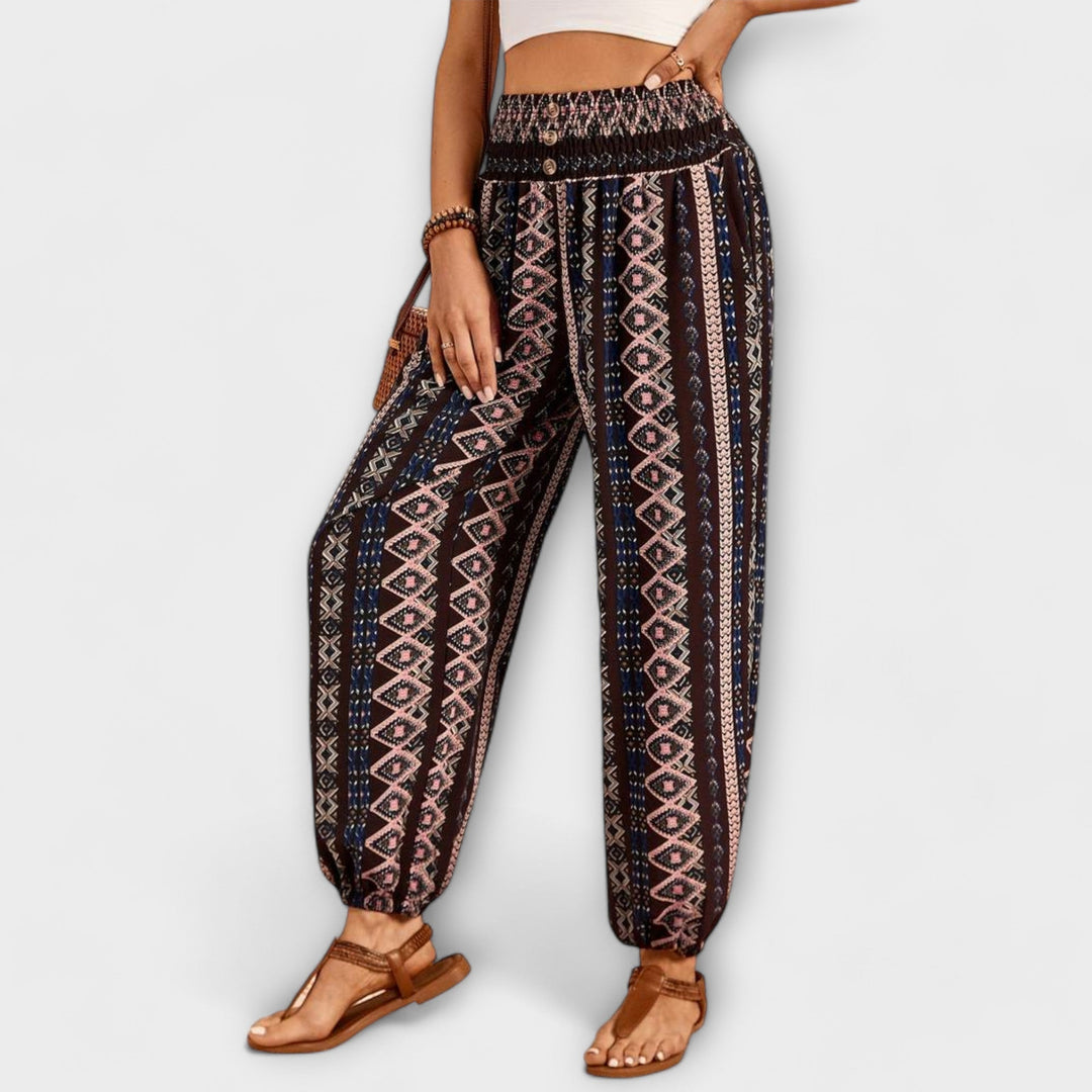 Ashley – Ethnic-Print Trousers