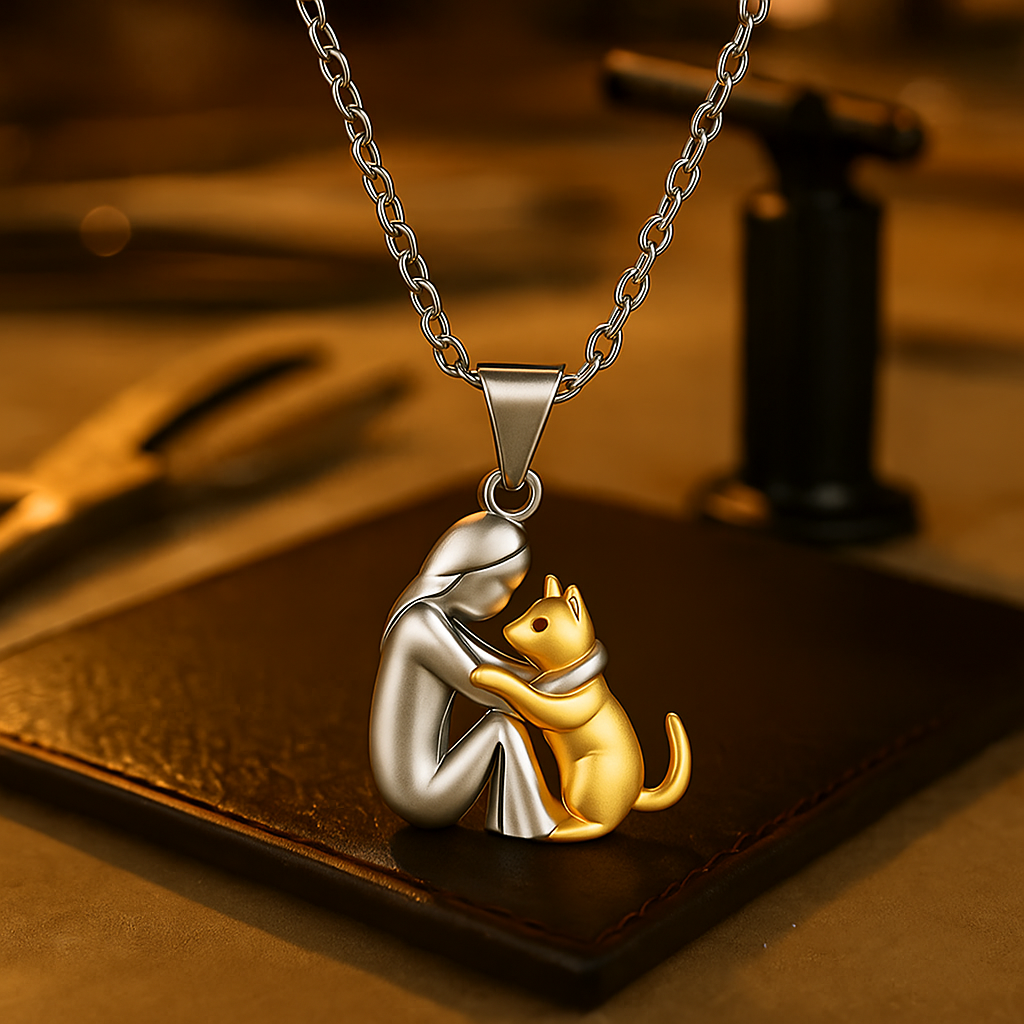 Woman and Dog Love Necklace