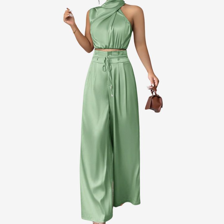 Ora – Palazzo Trousers with Crossover Top