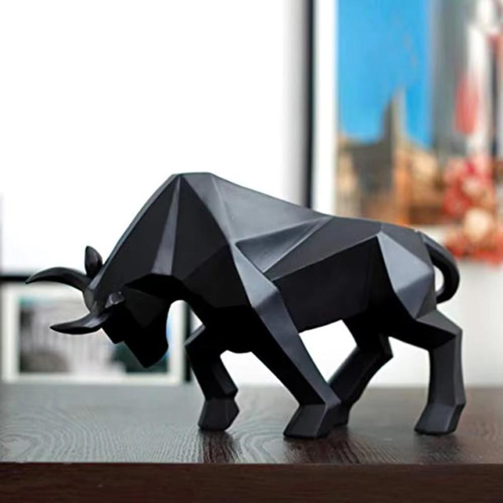 White Geometric Bull Figurine