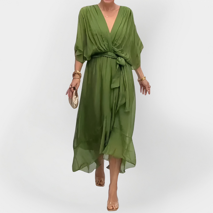 Sinéad – Silk Dress with V-Neck