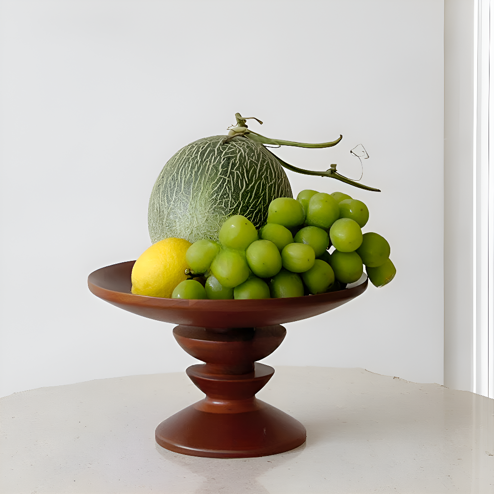Wooden Footed Serving Bowl