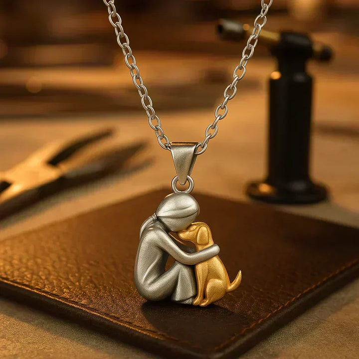 Woman and Dog Love Necklace