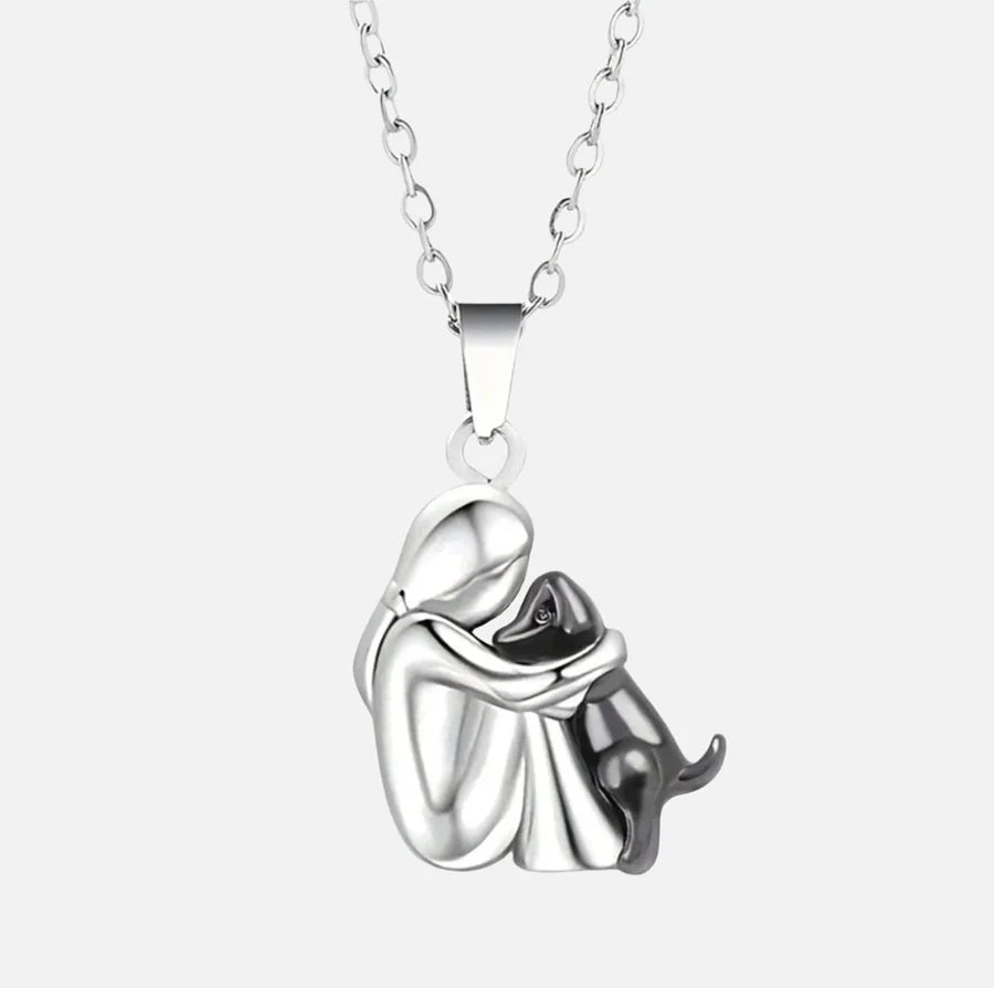 Woman and Dog Love Necklace