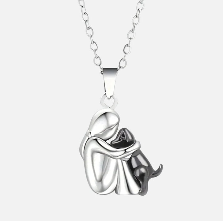 Woman and Dog Love Necklace