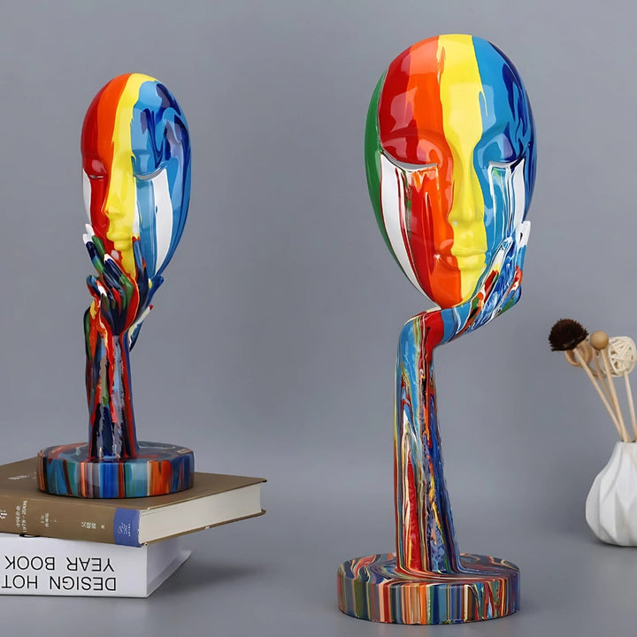 Colourful Thinking Face Sculpture