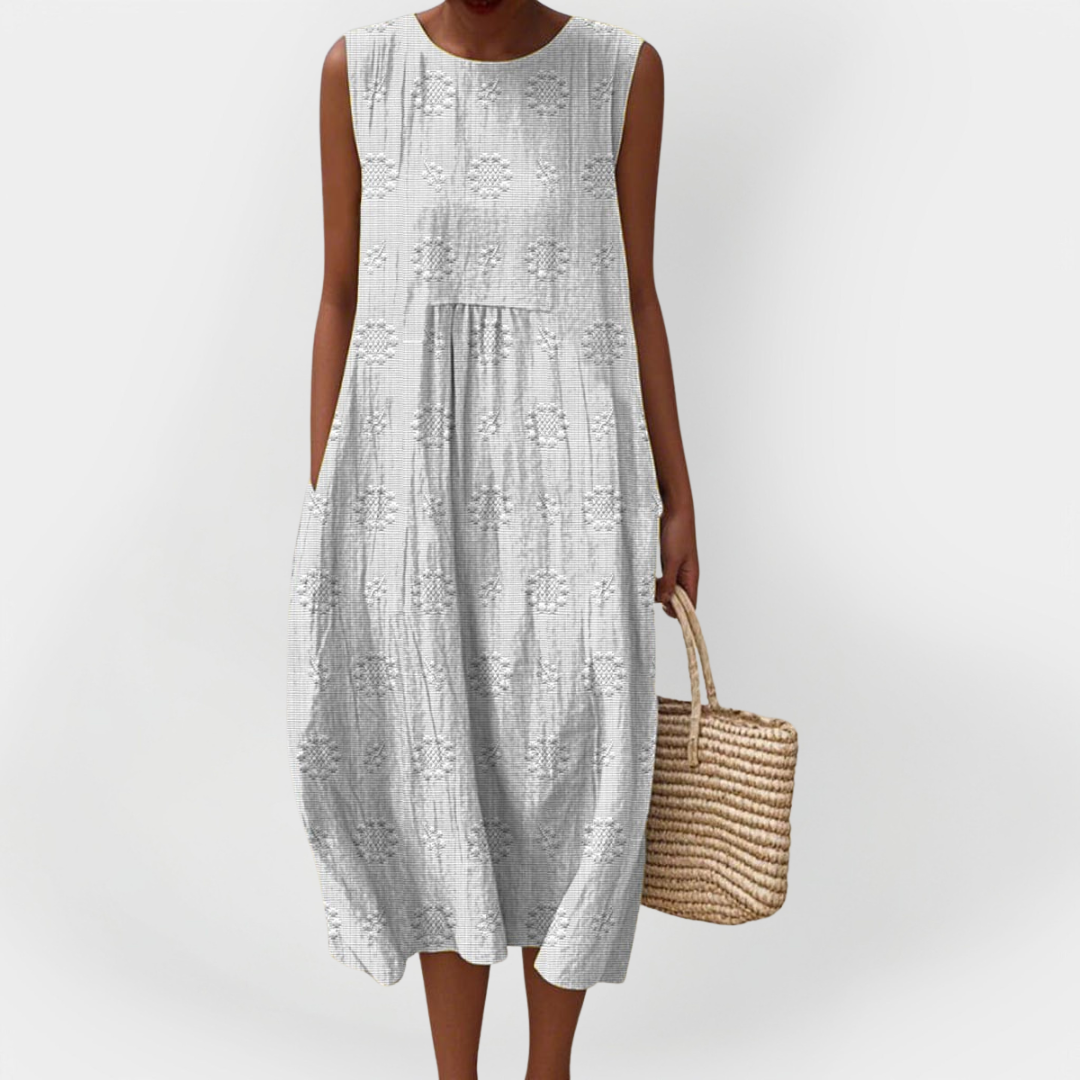 Aoibhinn – Elegant Sleeveless Cotton Dress with Pockets
