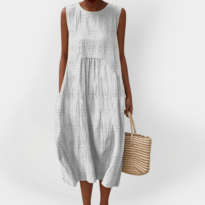 Aoibhinn – Elegant Sleeveless Cotton Dress with Pockets