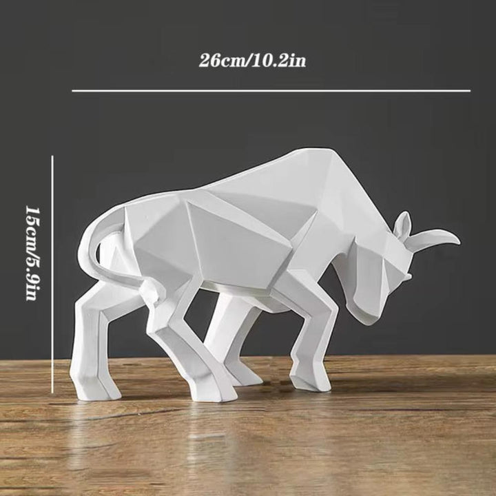 White Geometric Bull Figurine