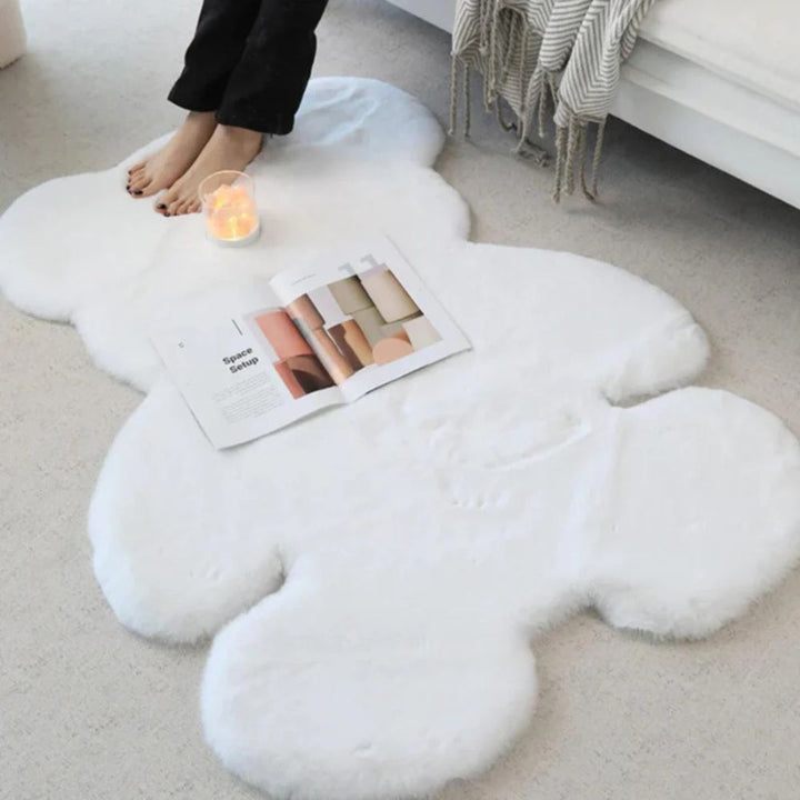 Fluffy Teddy Bear Rug – White