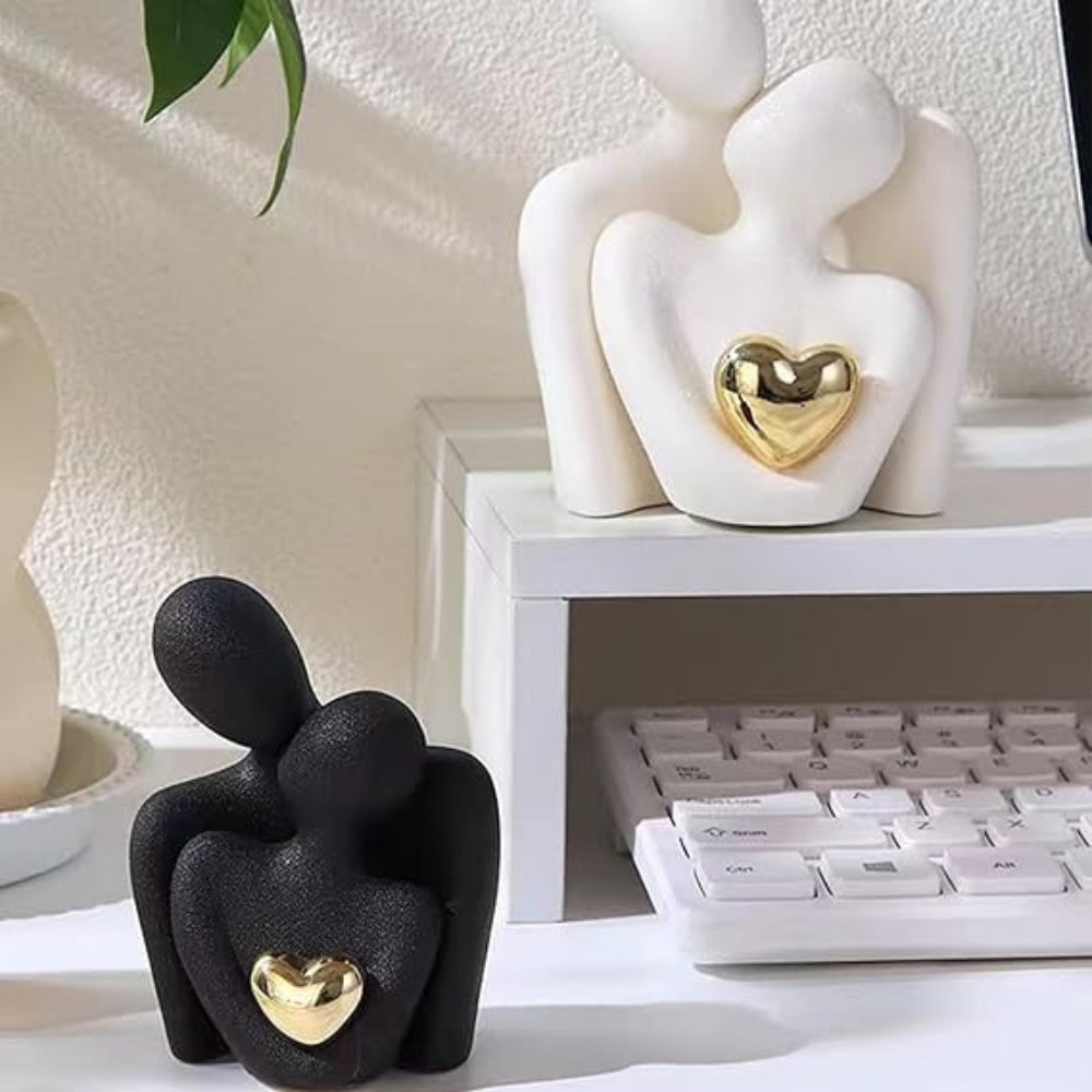Loving Couple Figurine with Gold Heart