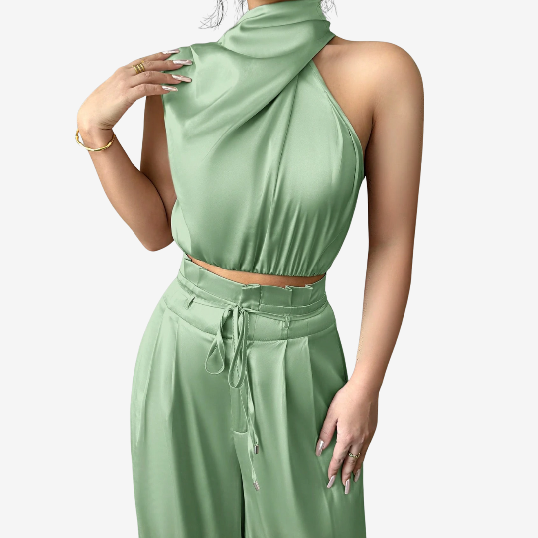 Ora – Palazzo Trousers with Crossover Top
