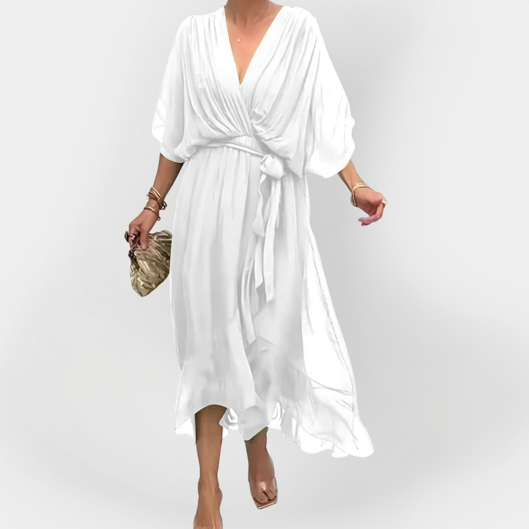Sinéad – Silk Dress with V-Neck