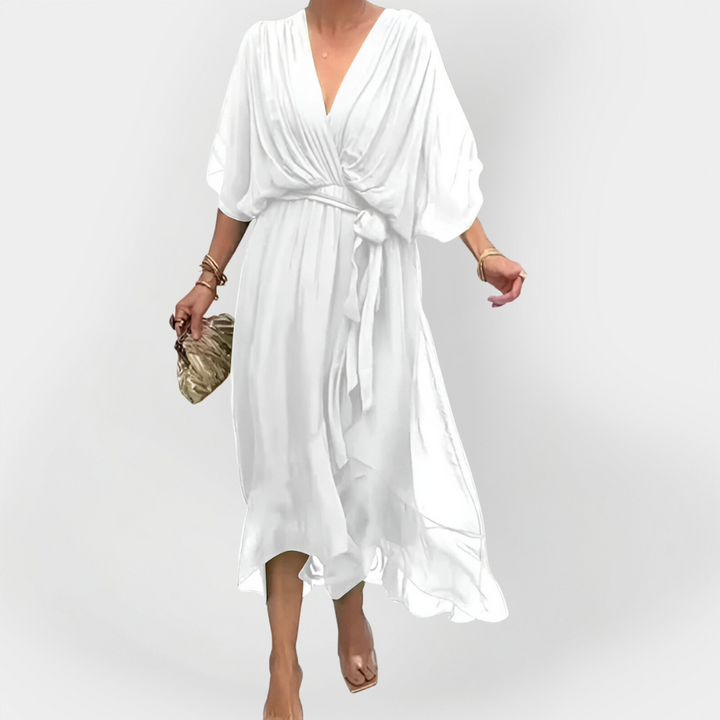 Sinéad – Silk Dress with V-Neck