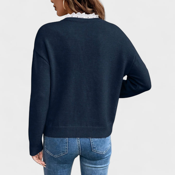 Sorcha – Lace-Trim Sweater with V-Neck