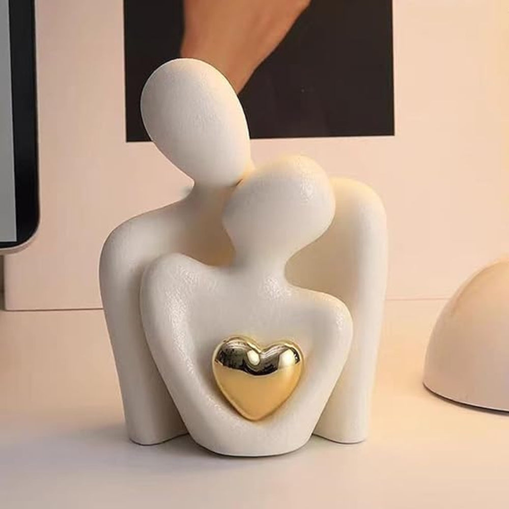 Loving Couple Figurine with Gold Heart