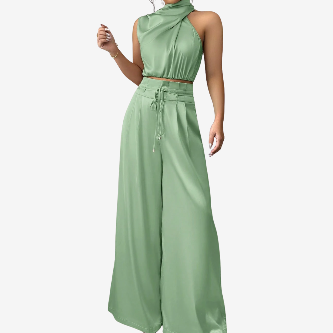 Ora – Palazzo Trousers with Crossover Top