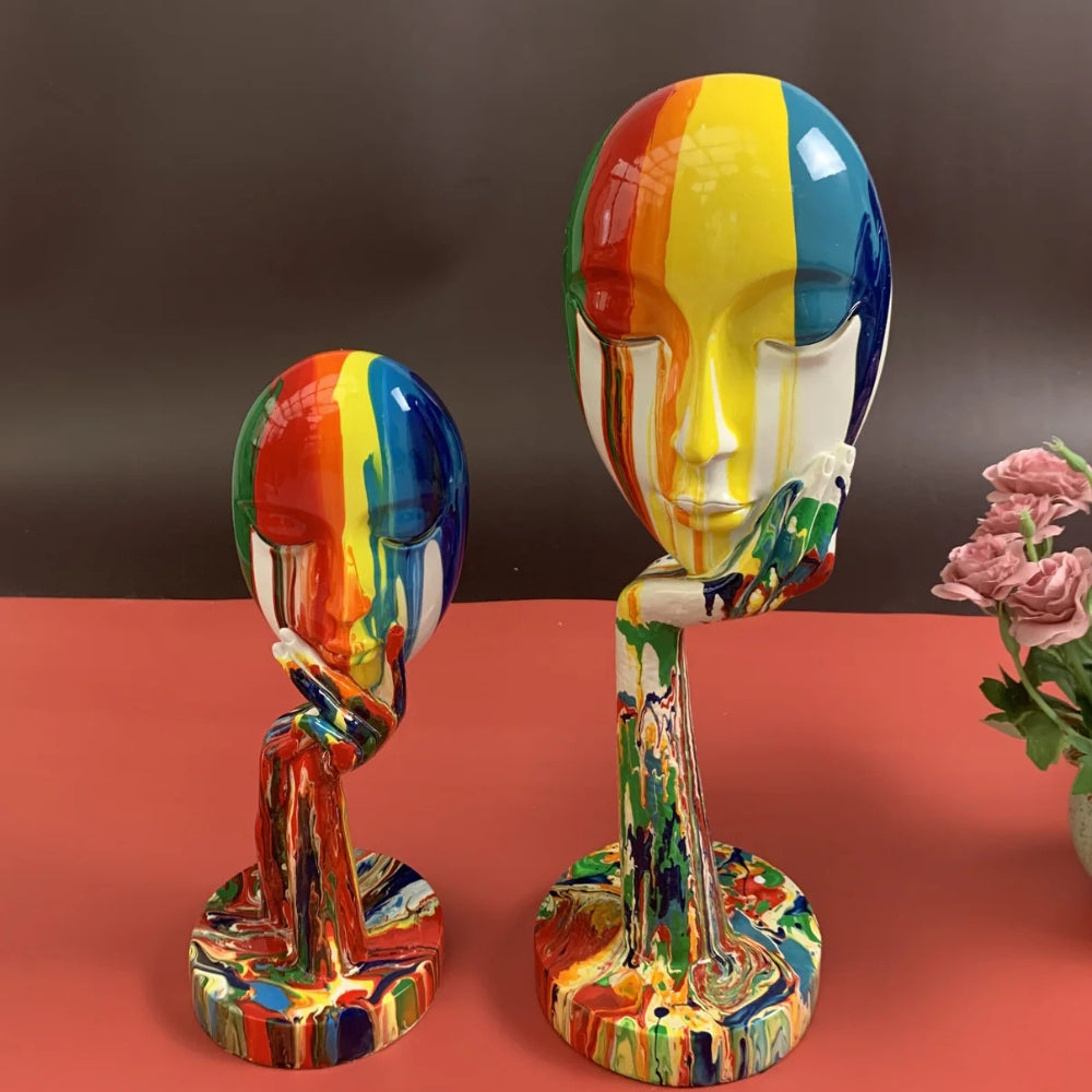 Colourful Thinking Face Sculpture