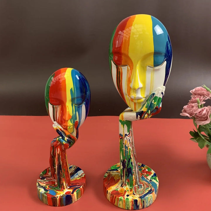 Colourful Thinking Face Sculpture
