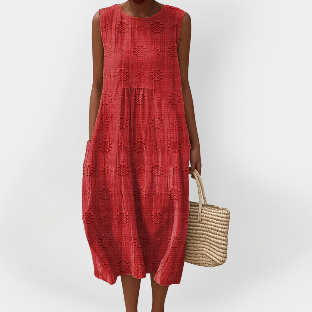 Aoibhinn – Elegant Sleeveless Cotton Dress with Pockets