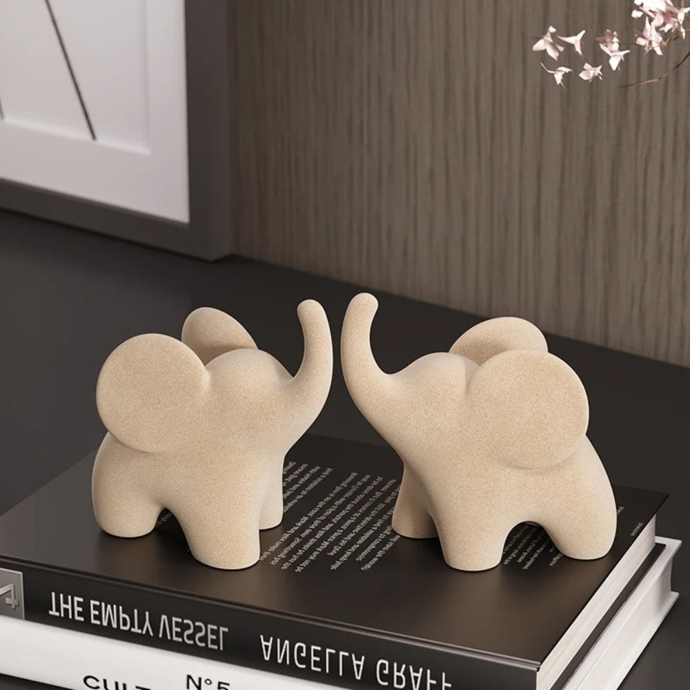 Ceramic Elephant Figurines (Pair)