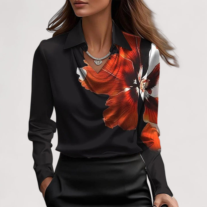 Charlotte – Elegant Satin Blouse with V-Neck