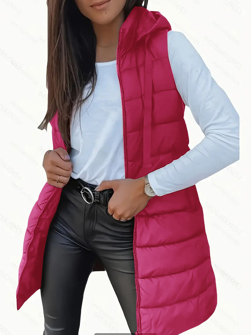 Raquel – Casual Long Sleeveless Hooded Gilet