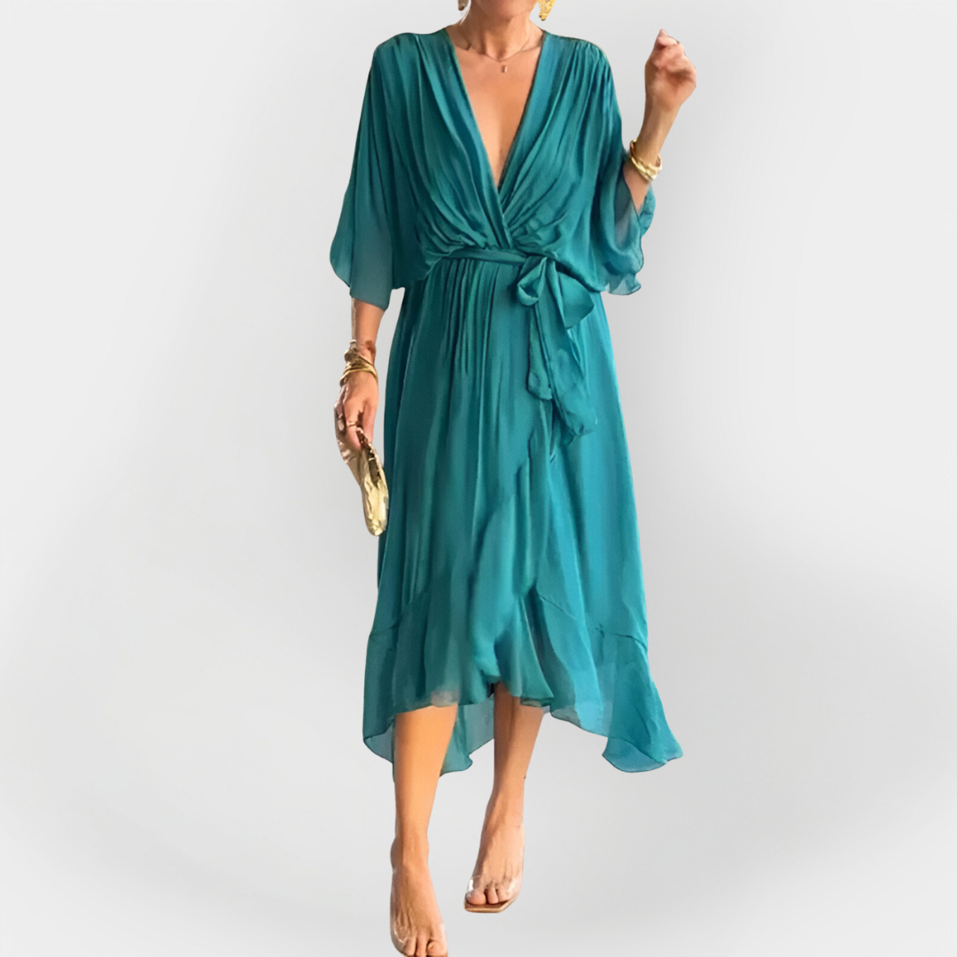 Sinéad – Silk Dress with V-Neck