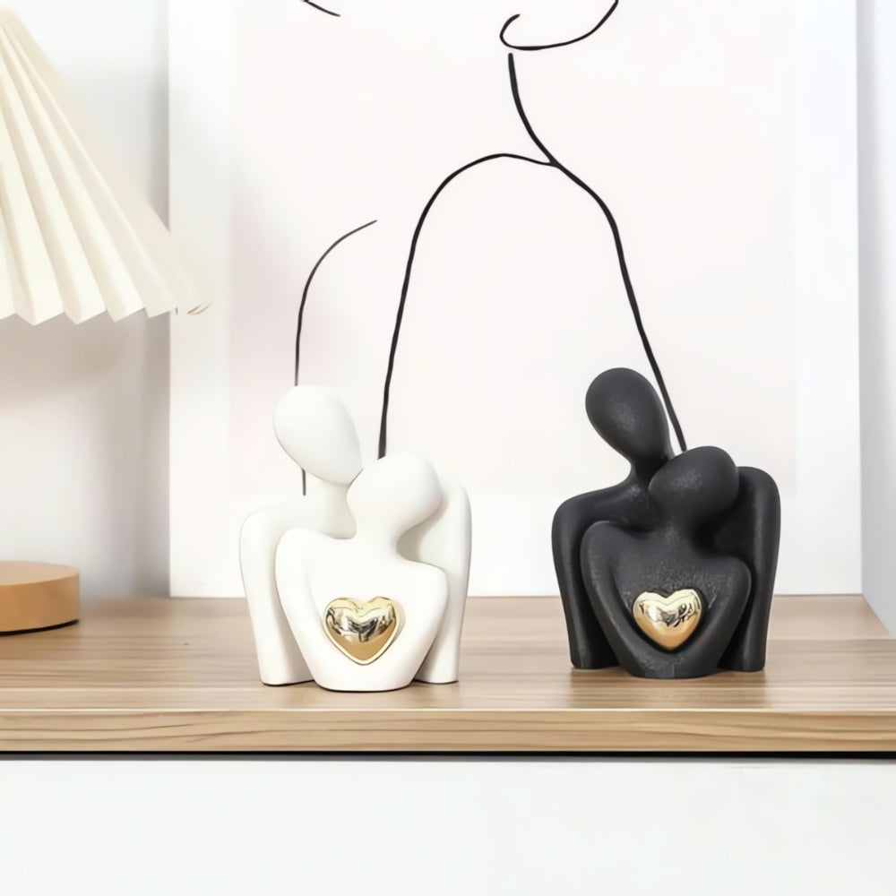 Loving Couple Figurine with Gold Heart