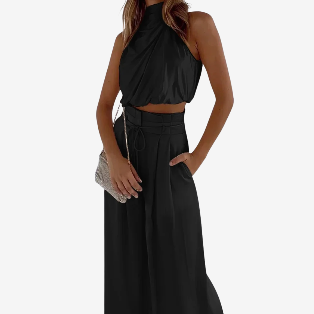 Ora – Palazzo Trousers with Crossover Top