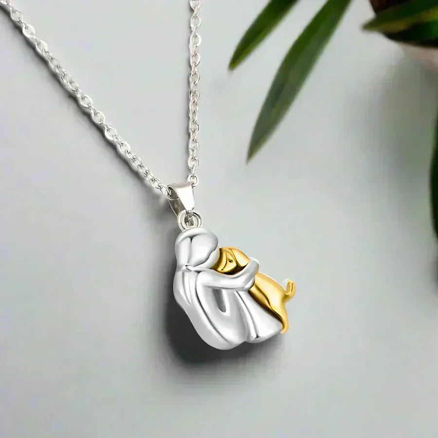 Woman and Dog Love Necklace